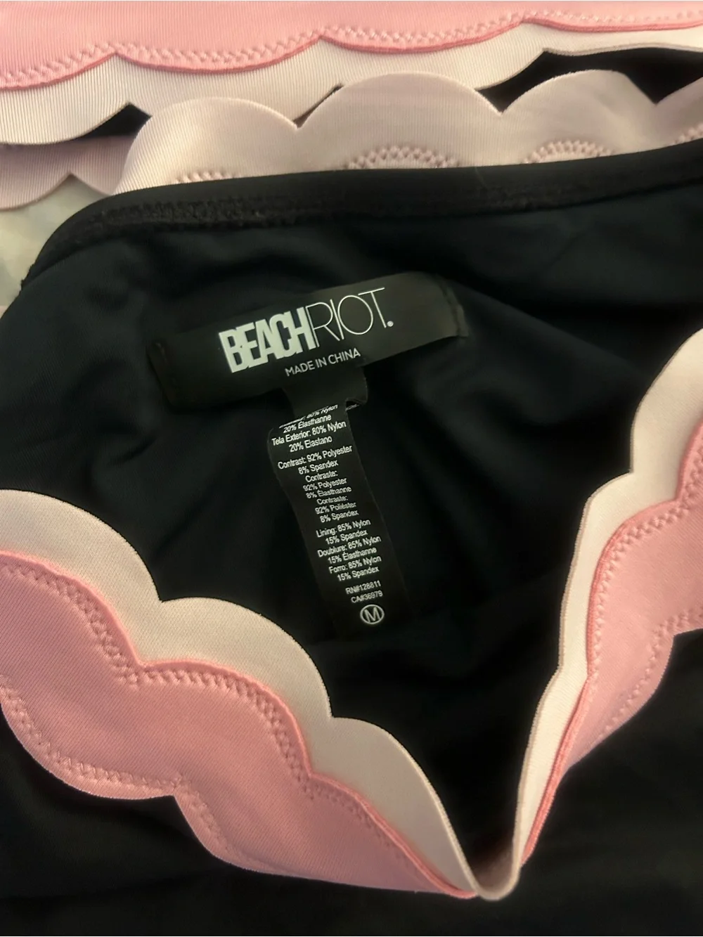 Beach Riot Black & Pink Scallop Trim Bikini Set
